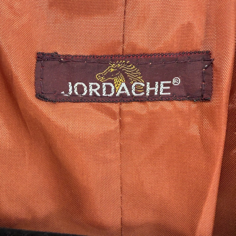 Jordache Leather Blazer Women Large Cognac Brown Vintage 70s 80s Jacket FLAW - Picture 5 of 16